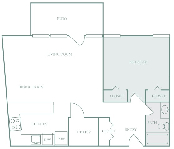 Harbor Hill Apartments floor plan A2 - 1 bed 1 bath - 2D