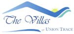 The image is a logo for "The Villas at Union Trace" with a stylized mountain and sun design.
