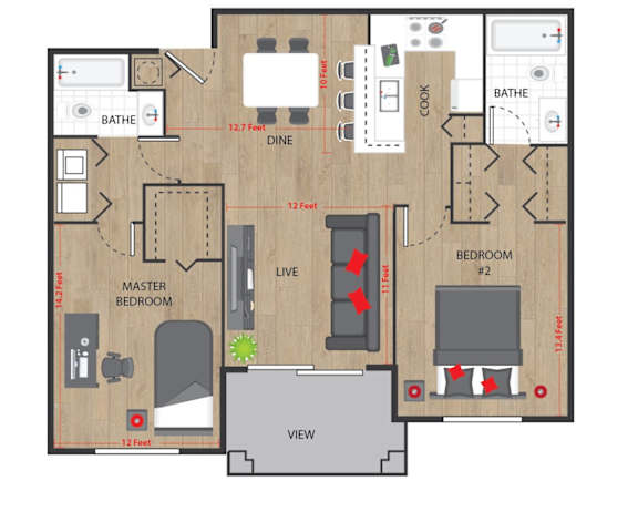 2 bed 2 bath