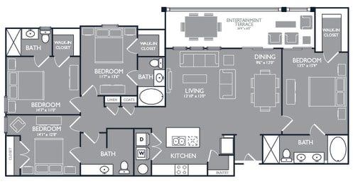 Four Bed For Bath Floor Plan at Towers at Spring Creek, Texas