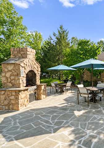 Spacious outdoor patio at Stonepost Ranch Apartments, Kansas, 66221