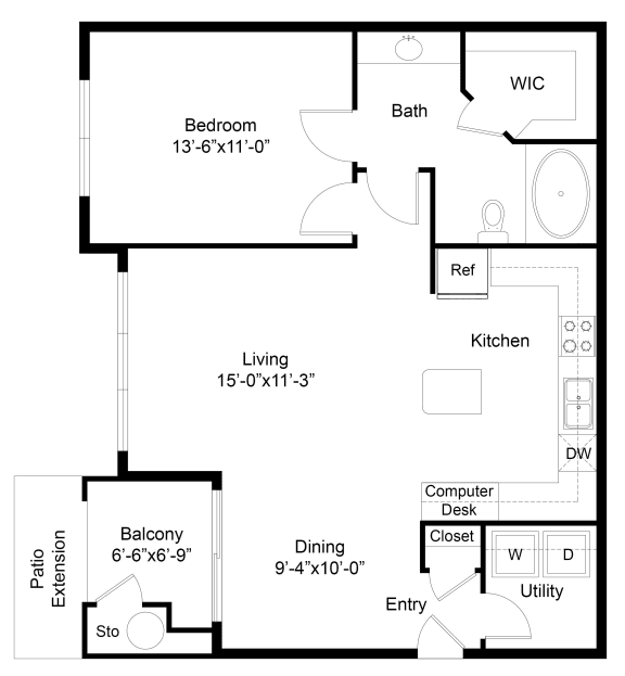 One Bedroom A4 Floor Plan