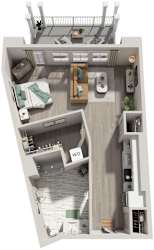 Studio 1 Bath Floor Plan | 653 Sq. Ft. at Lyric at Norton Commons Apartments, Kentucky 40059