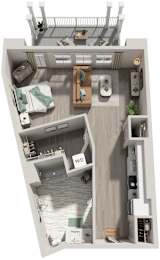 Studio 1 Bath Floor Plan | 653 Sq. Ft. at Lyric at Norton Commons Apartments, Kentucky 40059