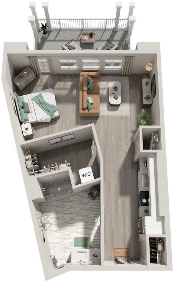 Studio 1 Bath Floor Plan | 653 Sq. Ft. at Lyric at Norton Commons Apartments, Kentucky 40059