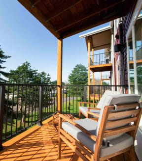 Heather Lodge model unit deck with chairs
