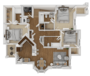 3 Bed, 3 Bath  Floorplan at The Retreat Apartment Homes in Williston, ND