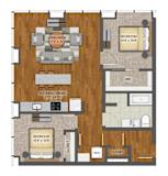 2Bed 1Bath B Floor Plan at Stella St. Paul Apartments, St. Paul, Minnesota