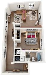 1 Bed 1 Bath Floor Plan | 693 Sq. Ft. at Mayton Transfer Lofts in Petersburg, VA 23803