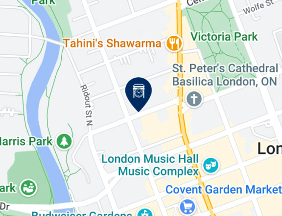 a map of london with markers on it