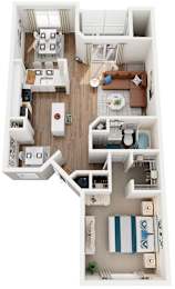 1 Bed 1 Bath Floor Plan | 860 Sq. Ft