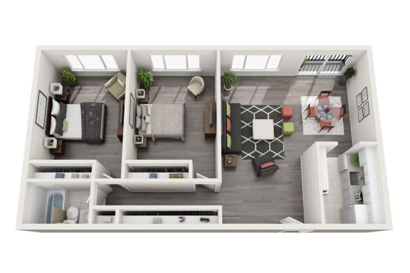 2 Bed 1 Bath 1,052 Sq. Ft.