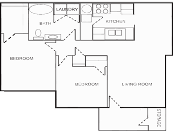 2 Bedroom Floorplan at Salem Place Apartments, Daleville, IN, 47334