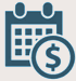 A calendar icon with a dollar sign.
