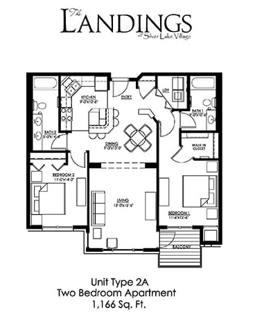 Floor Plan  Dominium_Landings at Silver Lake_2 Bedroom Floor Plan