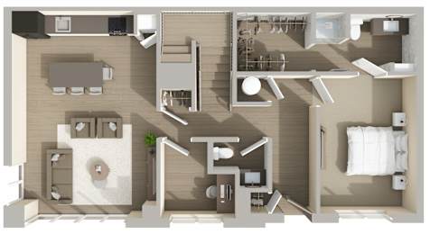 C1 Floor Plan at Harbor Side at Conwood Flats Apartments in Uptown Memphis, TN