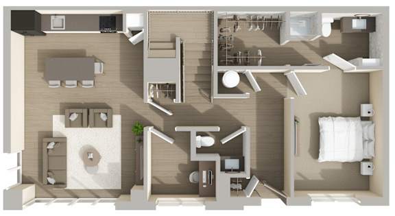 Floor Plan  C1 Floor Plan at Harbor Side at Conwood Flats Apartments in Uptown Memphis, TN