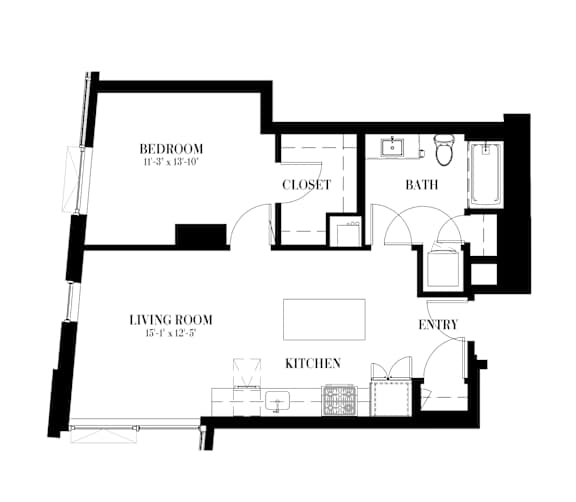 A black and white image of a floor plan for a 723 square foot unit.
