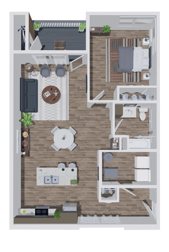 K01 Floor Plan at The Landing Apartments, Indianapolis, IN, 46234