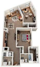 2 Bed 2 Bath Floor Plan | 1,114 Sq. Ft. at Mayton Transfer Lofts in Virginia 23803