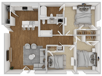 Three bedroom floorplan at Lakeshore Pointe Apartment Homes in Brandon, MS