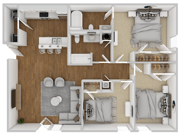 Floor Plan  Three bedroom floorplan at Lakeshore Pointe Apartment Homes in Brandon, MS