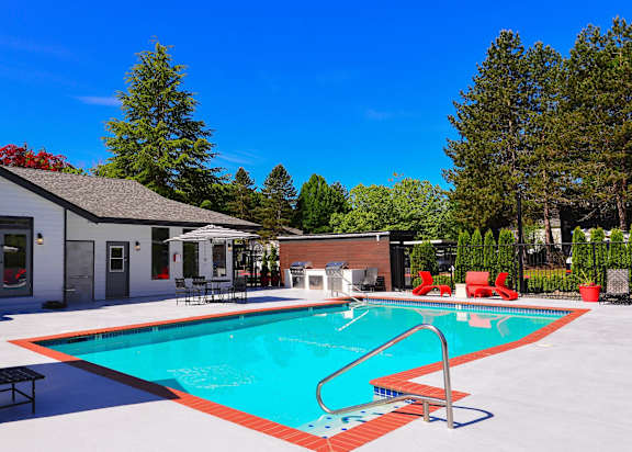 community pool at Woodlake Apartments, Kirkland, WA