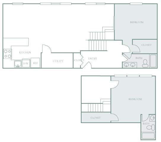 Harbor Hill Apartments floor plan B12 - 2 bed 2 bath - 2D