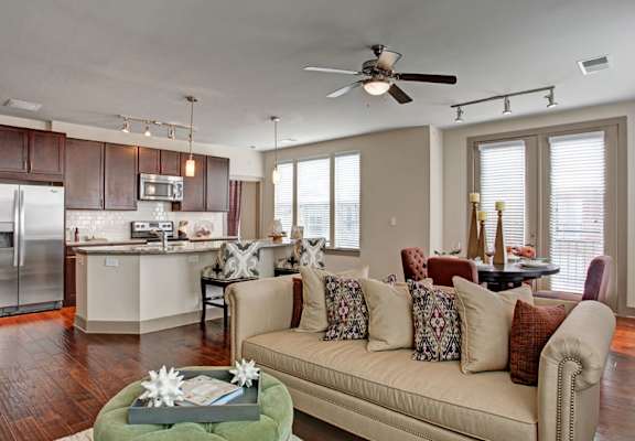 Living, dining and kitchen