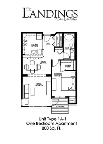 Dominium_Landings at Silver Lake_1 Bedroom Floor Plan
