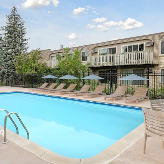 Clear blue pool at Cedarvale Highlands Apartments, Eagan