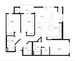 three bedroom apartment for rent at The Sixton