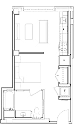 A floor plan for Madison House Studio Apartment 207 on Church Street.