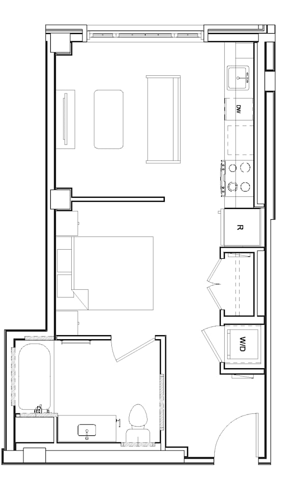 A floor plan for Madison House Studio Apartment 207 on Church Street.