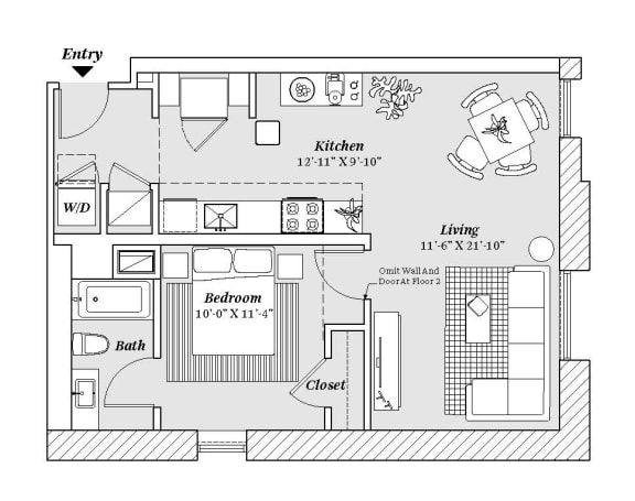 2 bed 2 bath B6 Floor Plan 2 bed 2 bath B6 Floor Plan at 99 Front, Memphis