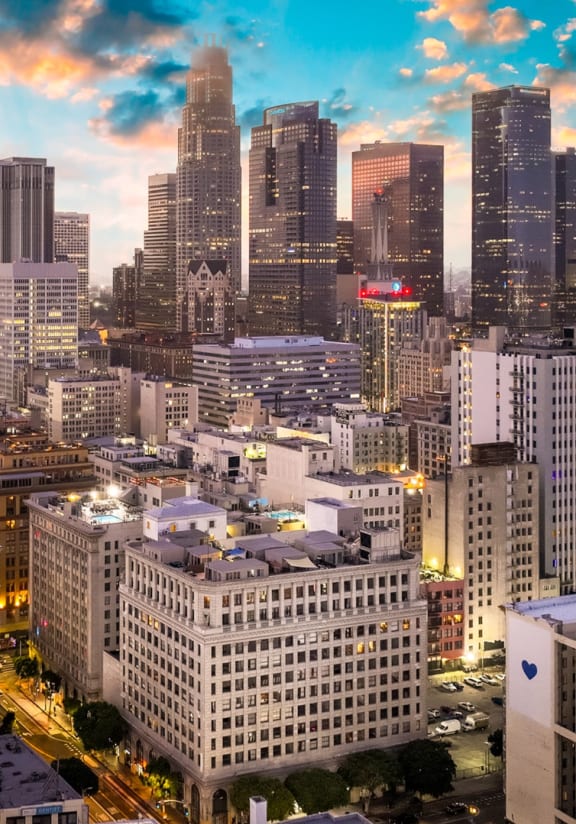 a view of the city at night