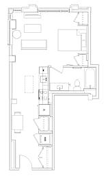 A floor plan for Madison House Studio Apartment 403 on Church Street.