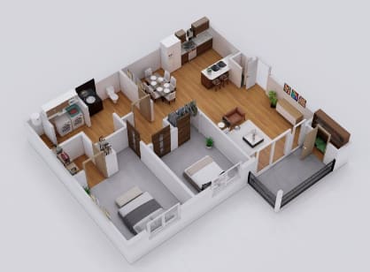 Floor Plan  2BR, 1BA - 833SF