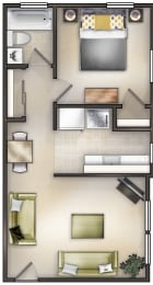  Floor Plan 1 Bedroom