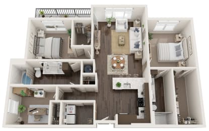 2 bed 2 bath floor plan C at The Clearing at ONE28, Olathe, 66062