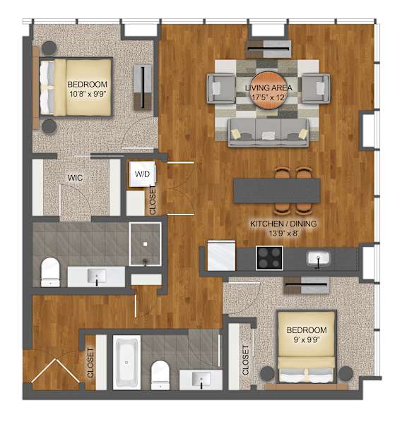 2Bed 2Bath M Floor Plan at Stella St. Paul Apartments, St. Paul, 55102