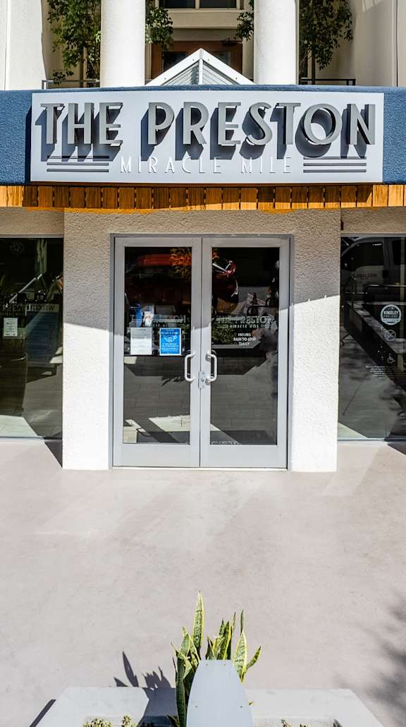 Leasing Office Exterior at The Preston Miracle Mile Apartments, Los Angeles, CA
