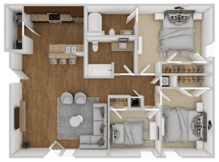 Three bedroom floorplan | 1,200 Sq. Ft. at Lakeshore Pointe Apartment Homes in Brandon, MS