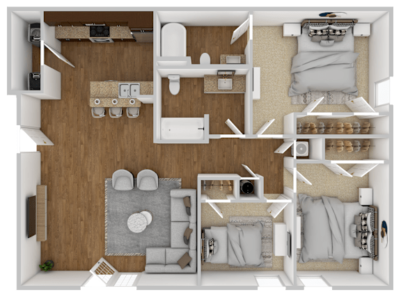 Floor Plan  Three bedroom floorplan at Lakeshore Pointe Apartment Homes in Brandon, MS