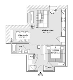2 bed 2 bath B1 Floor Plan at 99 Front, Tennessee