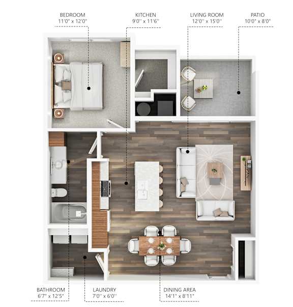 1 bed 1 bath D at Stonegate Crossing Apartments, Clive, 50325