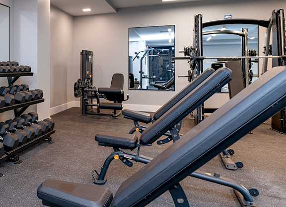 A gym with a sign that says