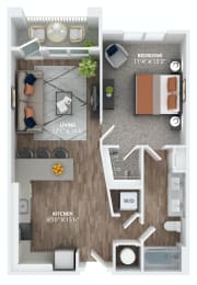 One -bedroom apartment floorplan at The Overlook in Winter Garden, FL