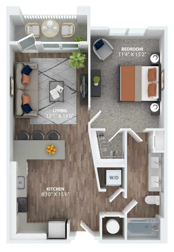 One -bedroom apartment floorplan at The Overlook in Winter Garden, FL