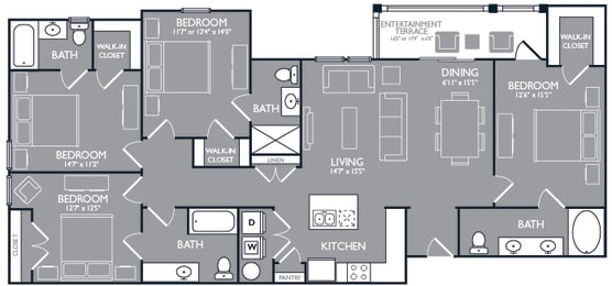 Four-Bedroom Floor Plan at Mansions at Spring Creek, Garland